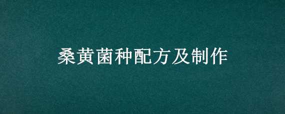 桑黄菌种配方及制作