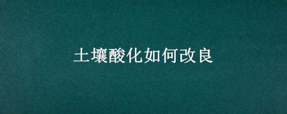 土壤酸化如何改良（土壤酸化如何改良视频在线）