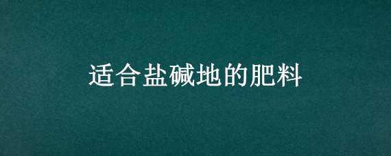 适合盐碱地的肥料（盐碱地适合用什么肥）