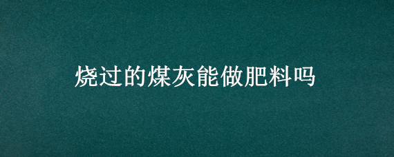 烧过的煤灰能做肥料吗（燃烧过的煤灰可以当肥料吗）