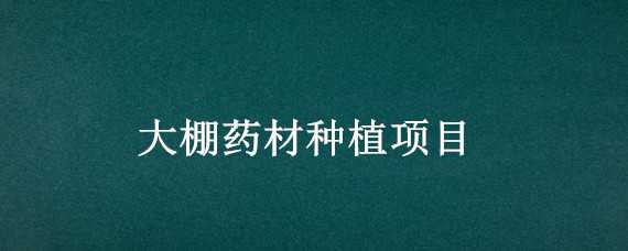 大棚药材种植项目（大棚药材种植项目简介）
