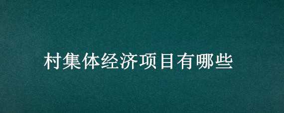 村集体经济项目有哪些（村集体经济项目有哪些）