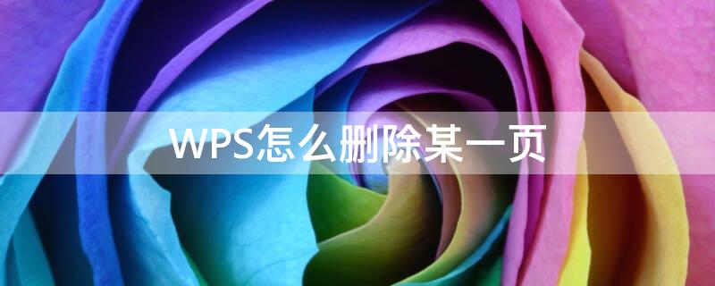 WPS怎么删除某一页