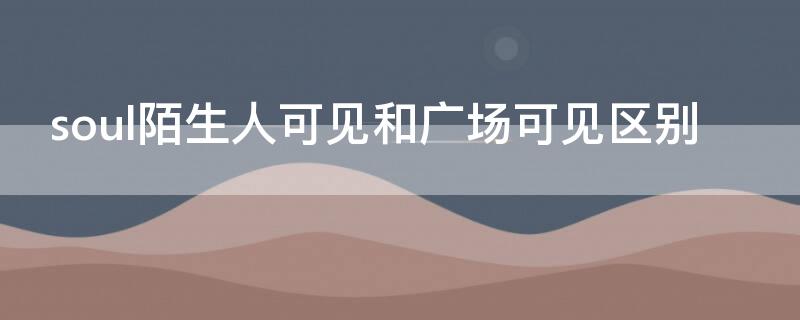 soul陌生人可见和广场可见区别