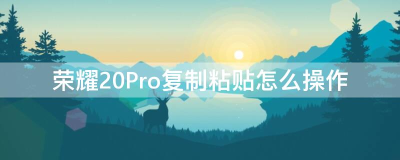 荣耀20Pro复制粘贴怎么操作