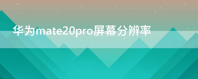 华为mate20pro屏幕分辨率