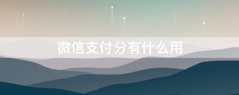 微信支付分有什么用