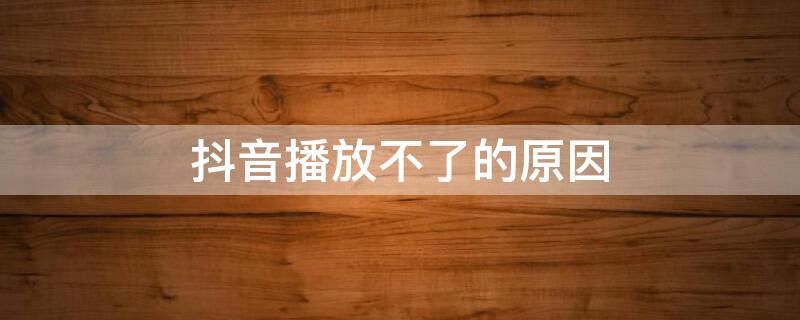 抖音播放不了的原因