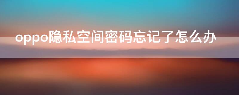 oppo隐私空间密码忘记了怎么办