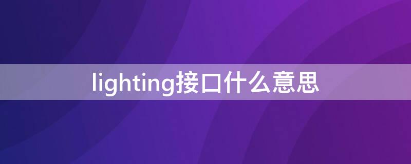 lighting接口什么意思