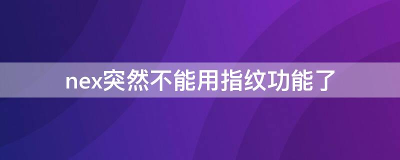 nex突然不能用指纹功能了