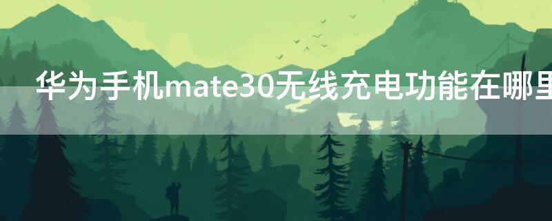 华为手机mate30无线充电功能在哪里设置