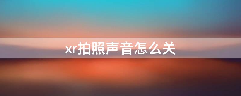 xr拍照声音怎么关