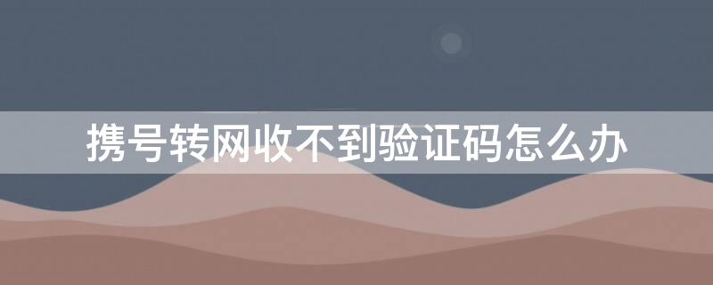 携号转网收不到验证码怎么办