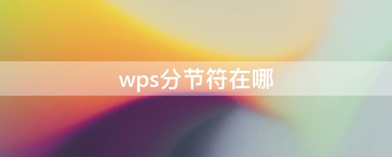 wps分节符在哪