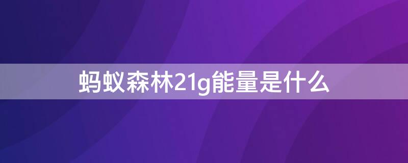 蚂蚁森林21g能量是什么