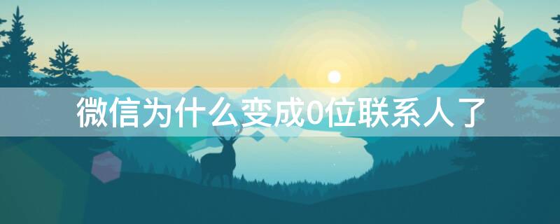 微信为什么变成0位联系人了