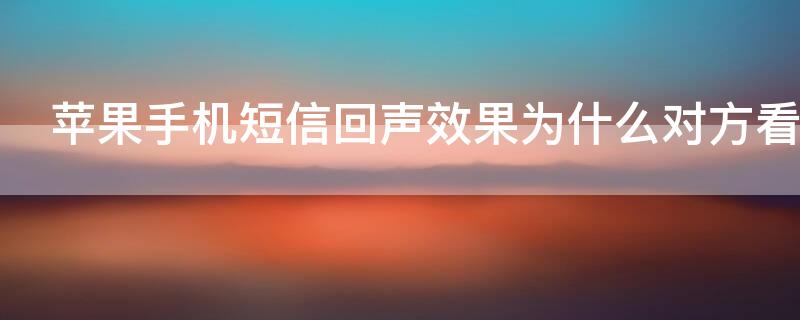 iPhone手机短信回声效果为什么对方看不了