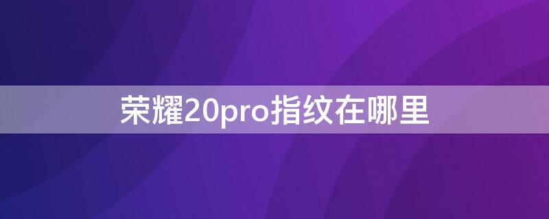 荣耀20pro指纹在哪里