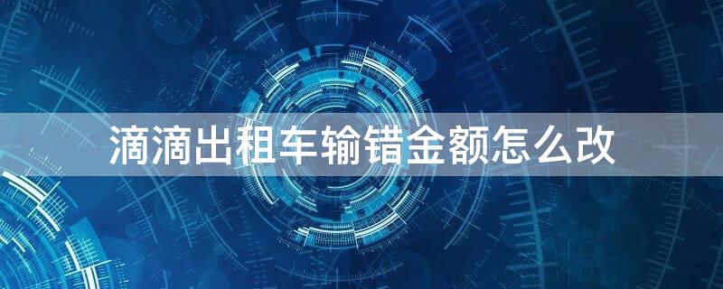 滴滴出租车输错金额怎么改