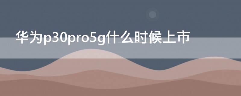 华为p30pro5g什么时候上市