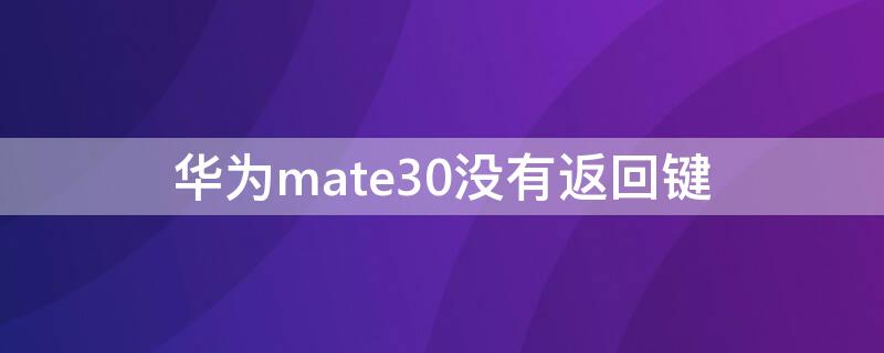 华为mate30没有返回键