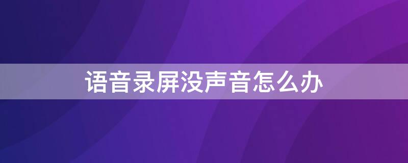 语音录屏没声音怎么办