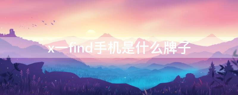 x一find手机是什么牌子