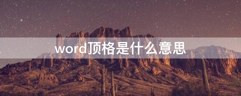 word顶格是什么意思