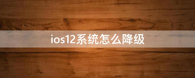 ios12系统怎么降级