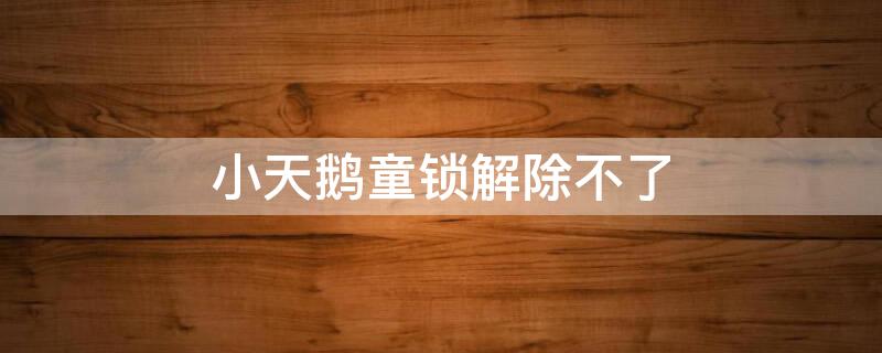 小天鹅童锁解除不了