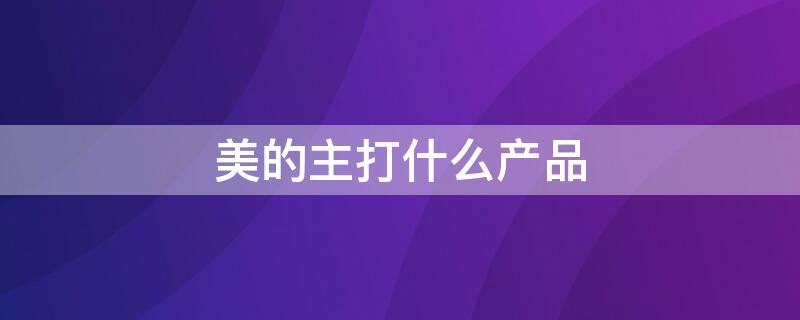 美的主打什么产品