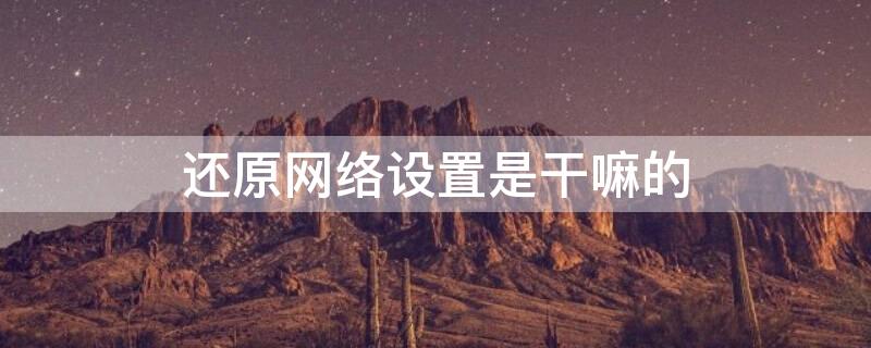 还原网络设置是干嘛的