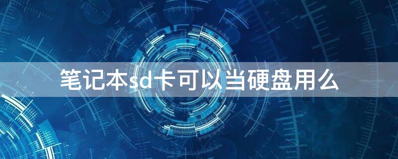 笔记本sd卡可以当硬盘用么
