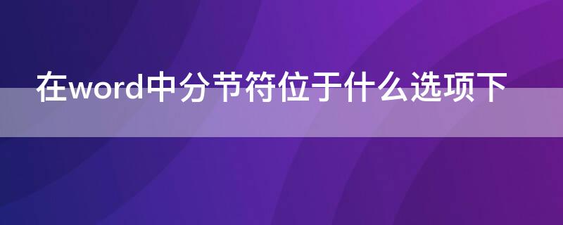 在word中分节符位于什么选项下