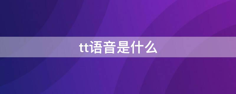 tt语音是什么