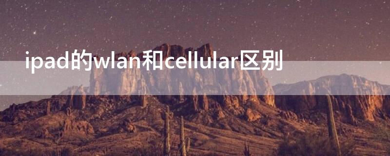 ipad的wlan和cellular区别