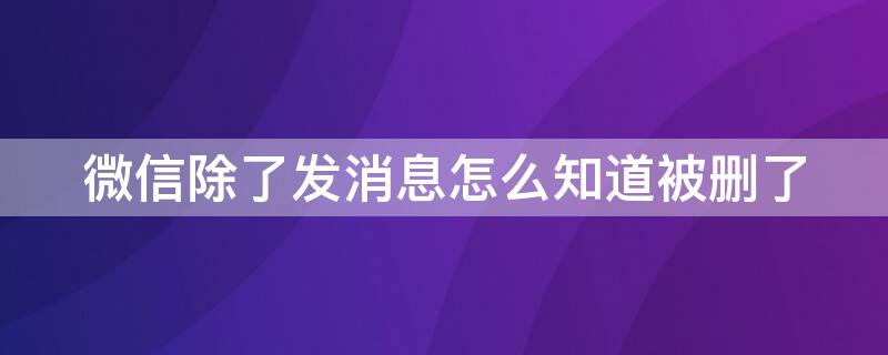 微信除了发消息怎么知道被删了