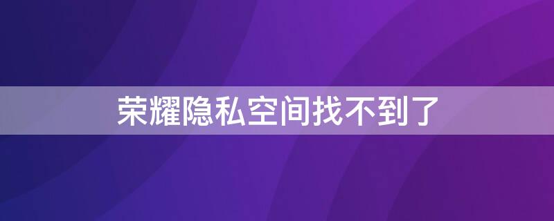 荣耀隐私空间找不到了