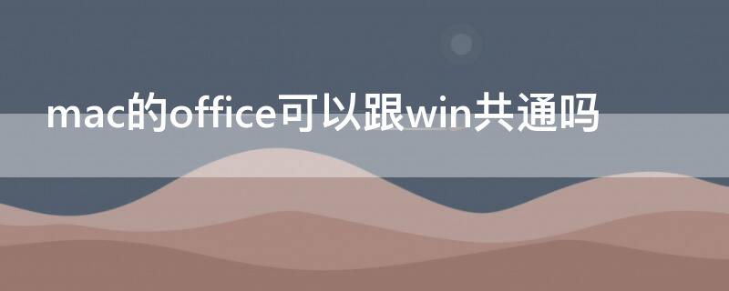 mac的office可以跟win共通吗