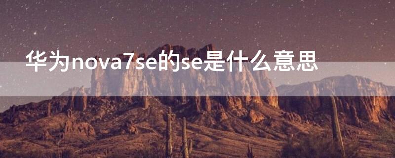 华为nova7se的se是什么意思