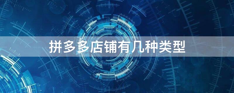 拼多多店铺有几种类型