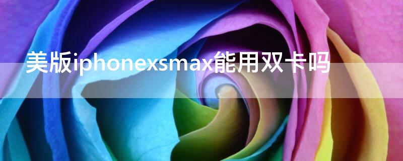 美版iPhonexsmax能用双卡吗