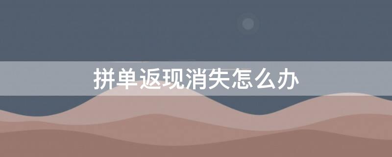 拼单返现消失怎么办