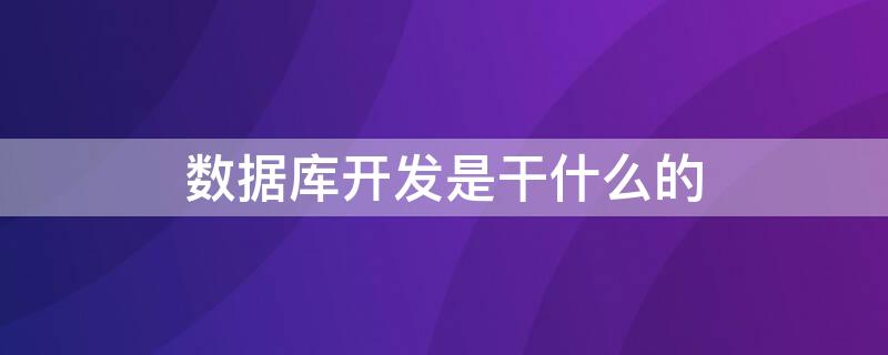 数据库开发是干什么的