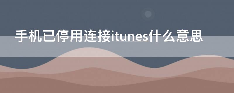 手机已停用连接itunes什么意思