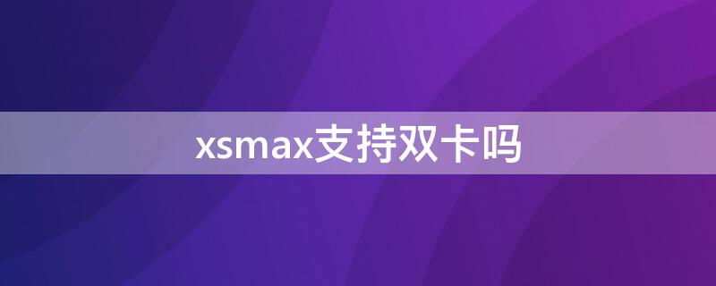 xsmax支持双卡吗