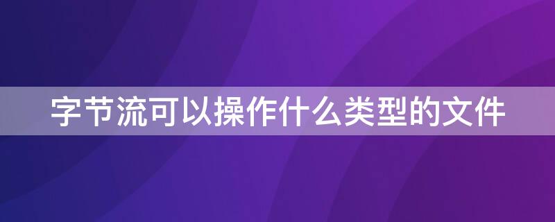 字节流可以操作什么类型的文件