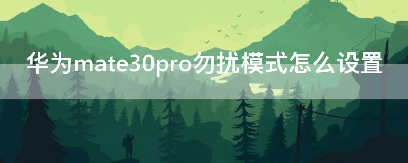 华为mate30pro勿扰模式怎么设置