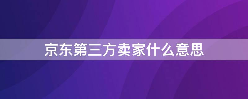 京东第三方卖家什么意思